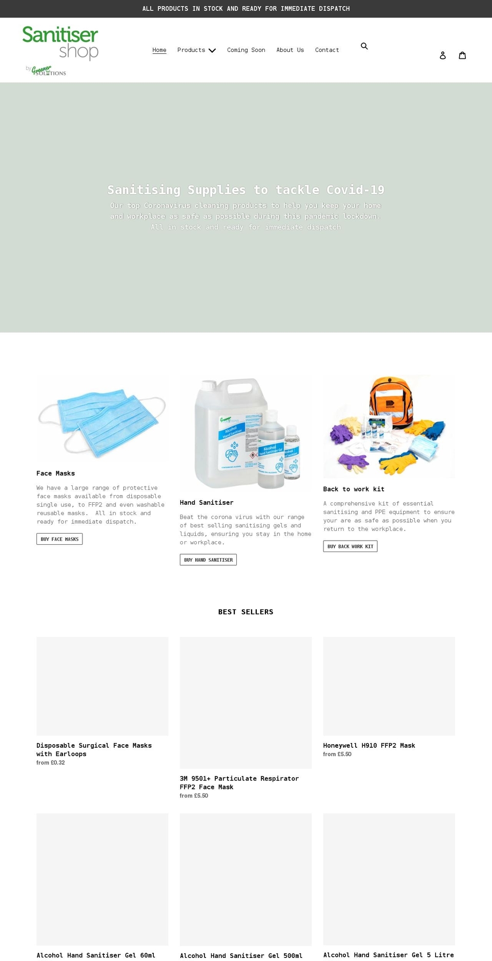 sanitisershop.co.uk shopify website screenshot