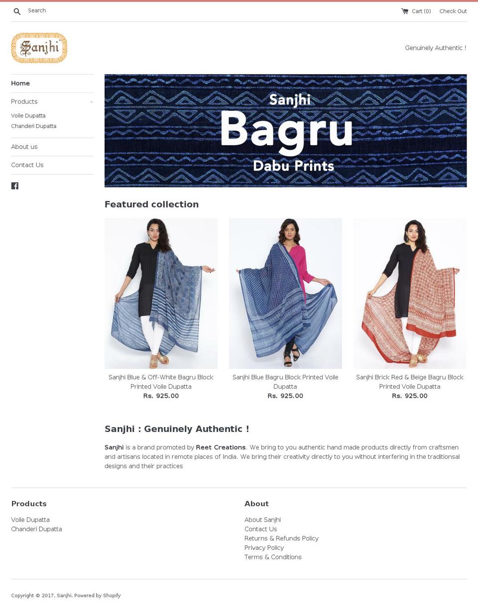sanjhishop.com shopify website screenshot