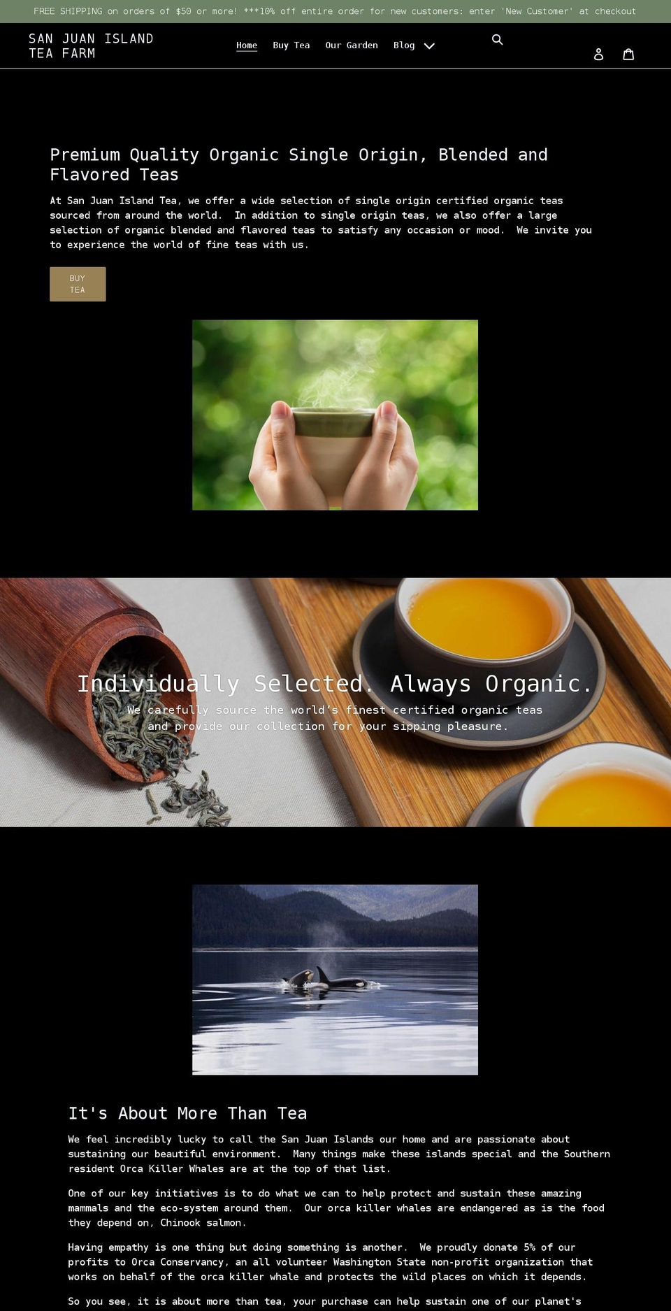 sanjuanislandtea.com shopify website screenshot