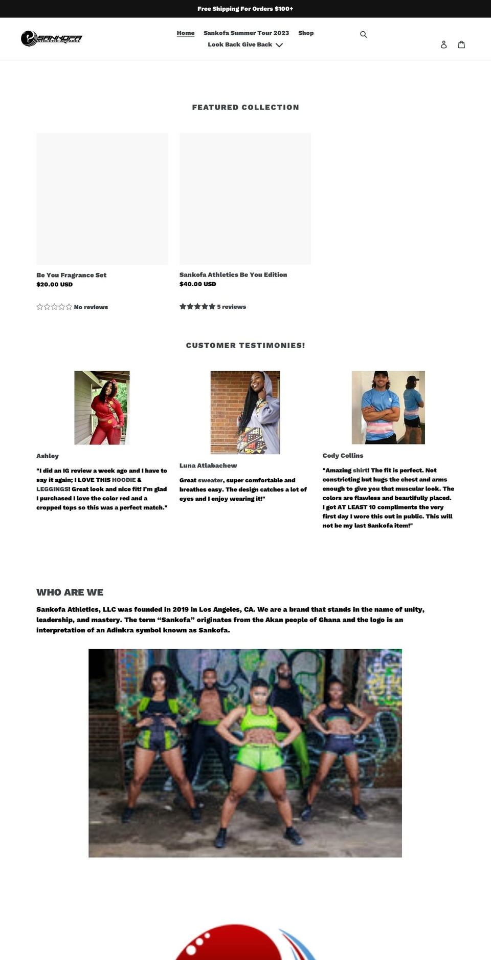 sankofaathletics.com shopify website screenshot