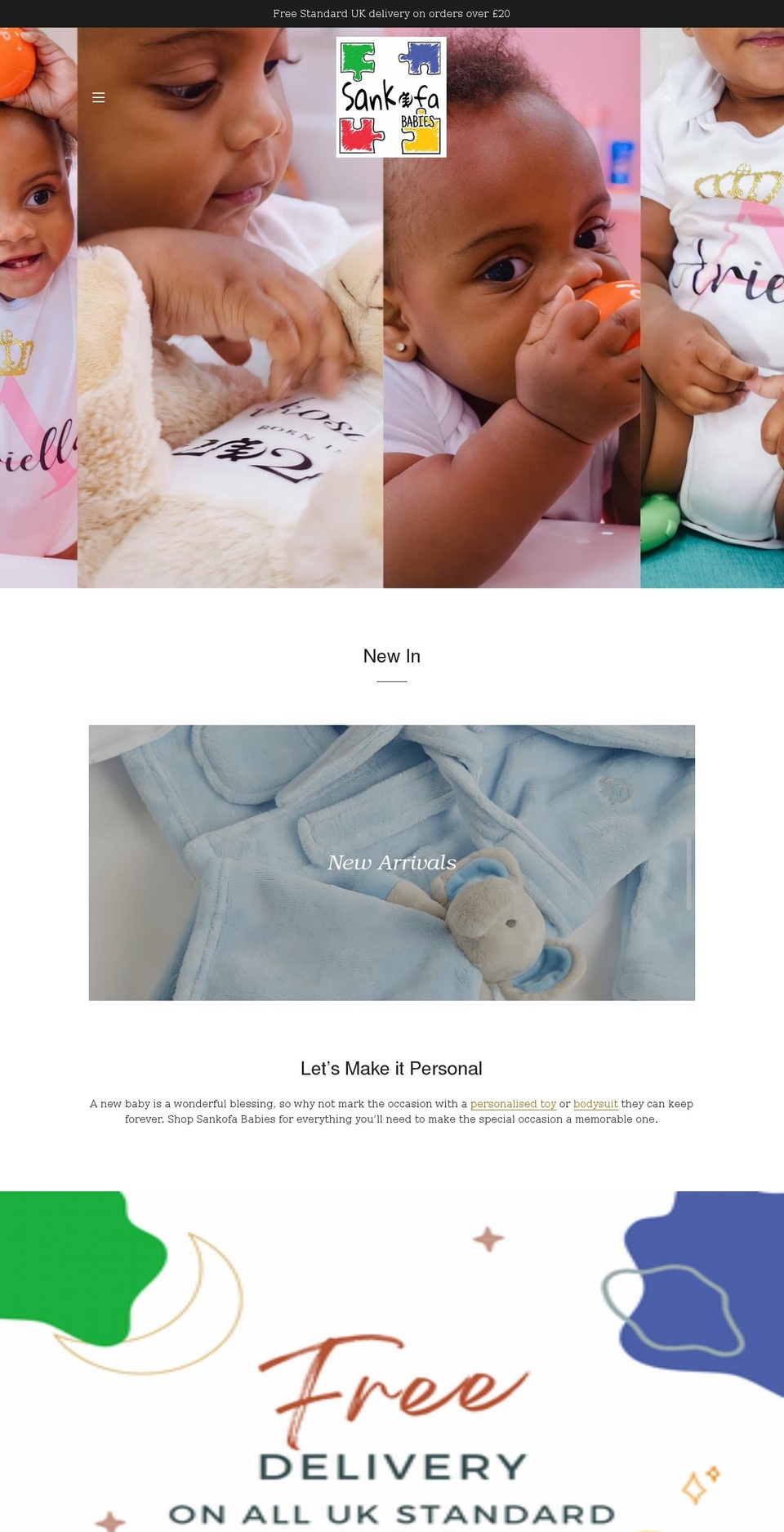 sankofababies.com shopify website screenshot