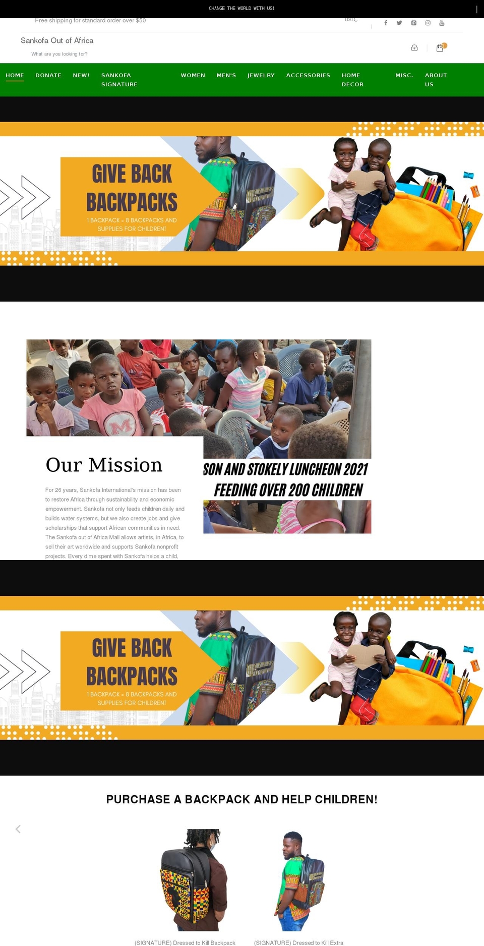 sankofaoutofafrica.com shopify website screenshot