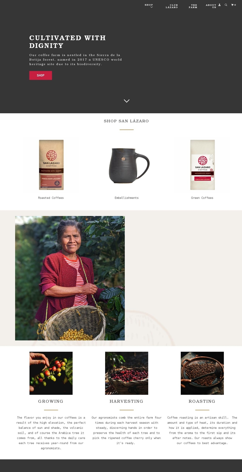 sanlazarocoffee.com shopify website screenshot