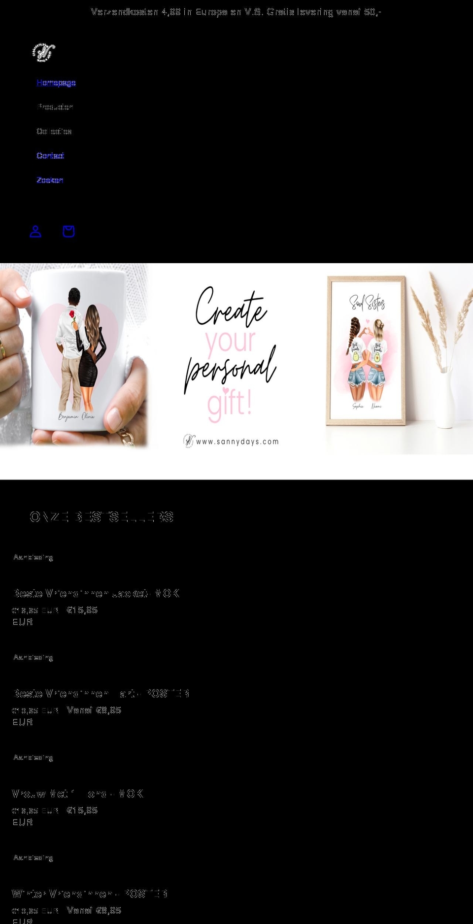 sannydays.com shopify website screenshot