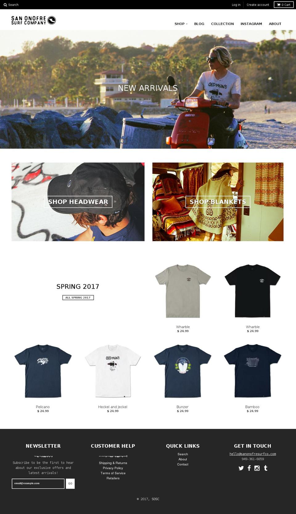 sanonofresurfcompany.com shopify website screenshot