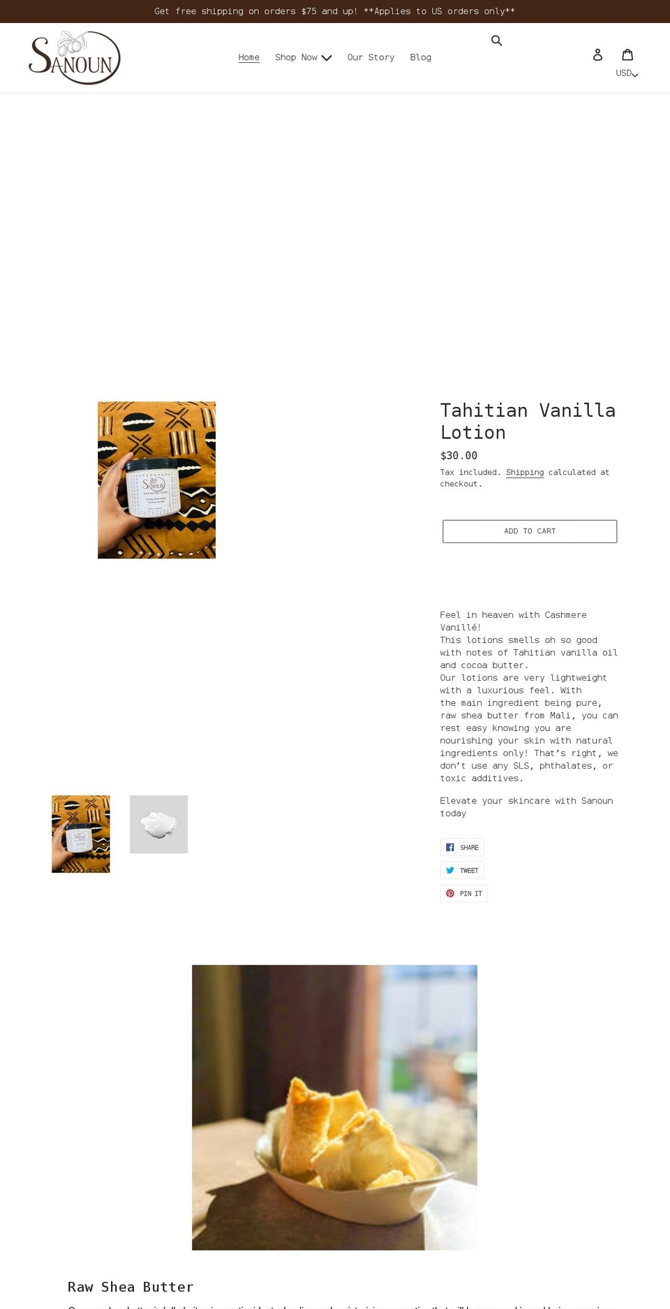 sanoun.com shopify website screenshot