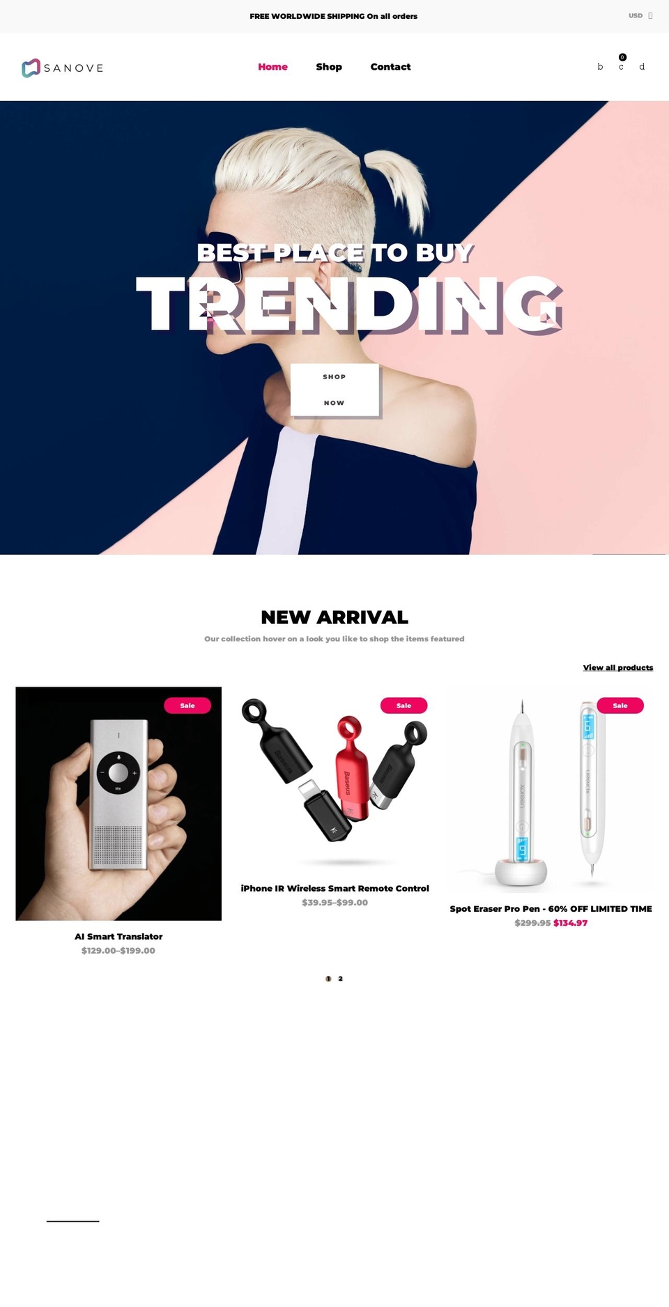sanove.com shopify website screenshot