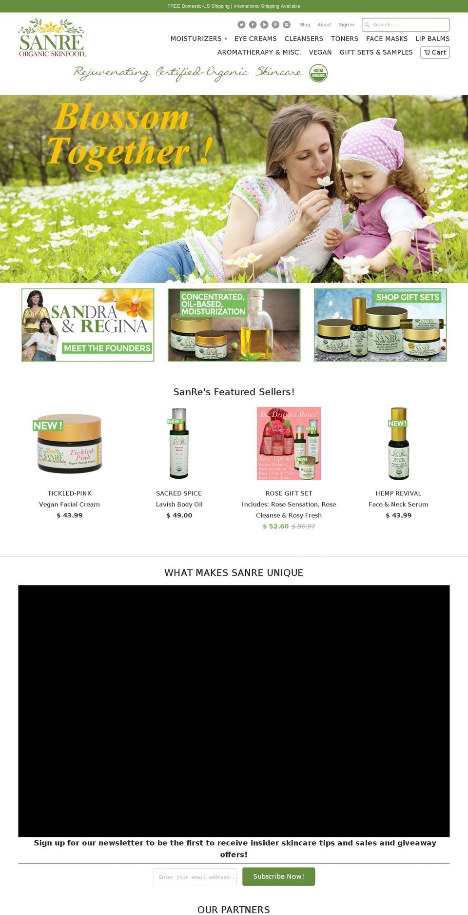 sanreorganicskinfood.com — Shopify storefront screenshot