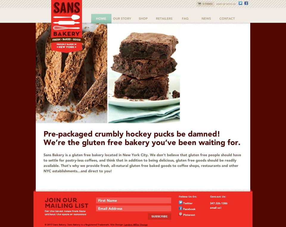 sansbakery-nyc.com shopify website screenshot