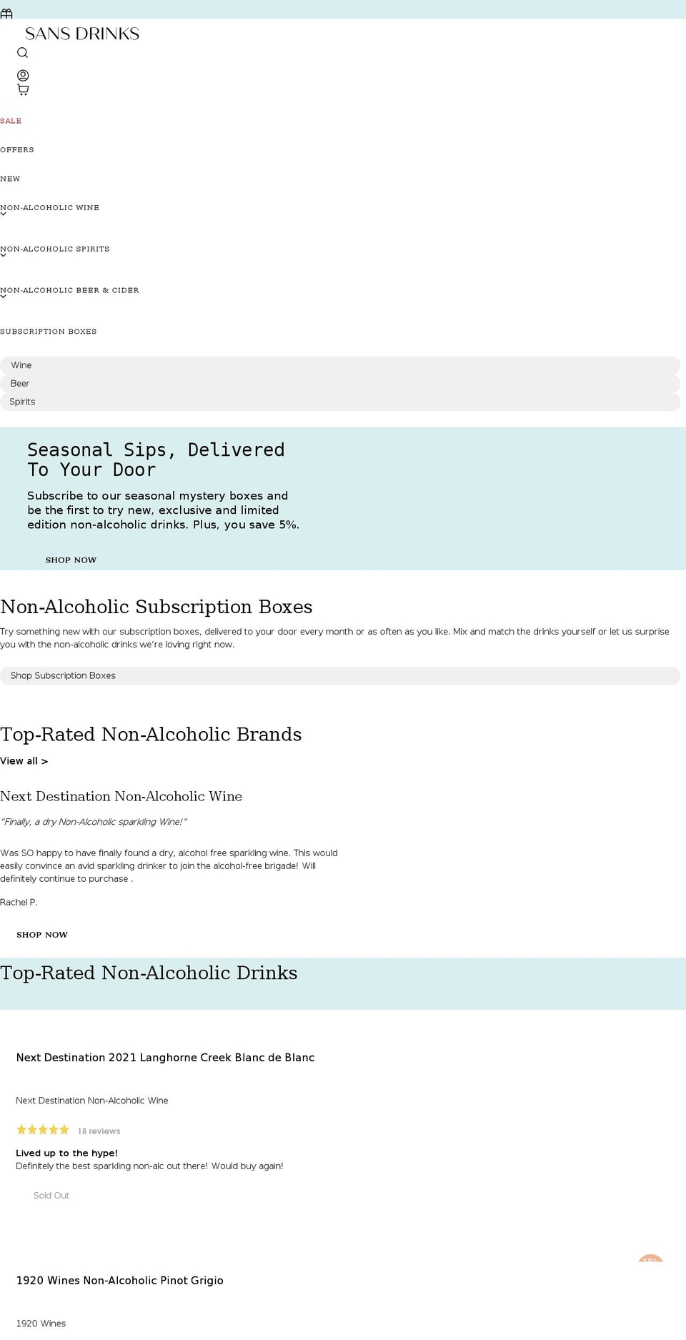 sansdrinks.com.au shopify website screenshot