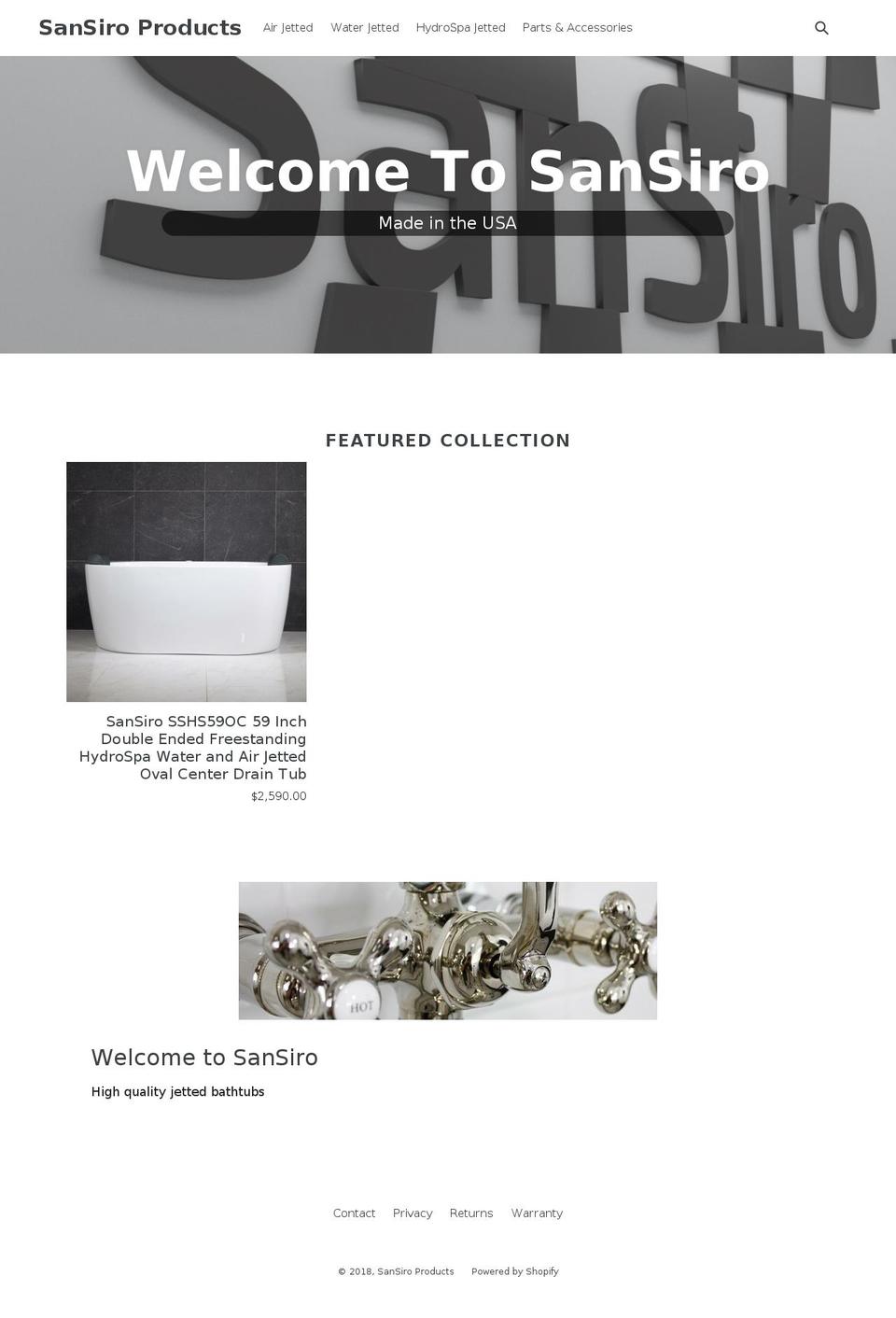 sansiroproducts.com — Shopify storefront screenshot