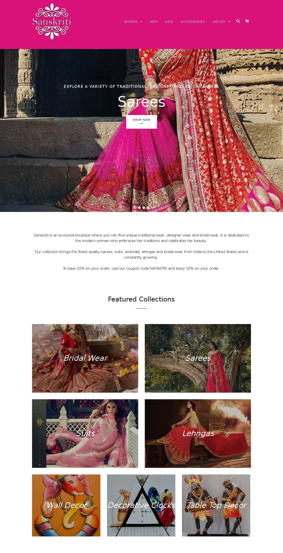 sanskriti.us shopify website screenshot