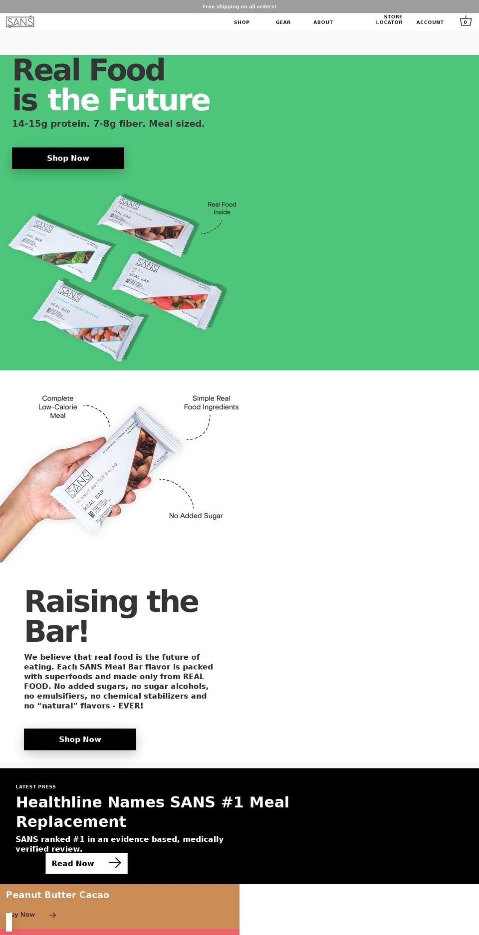 sansmealbar.com — Shopify storefront screenshot