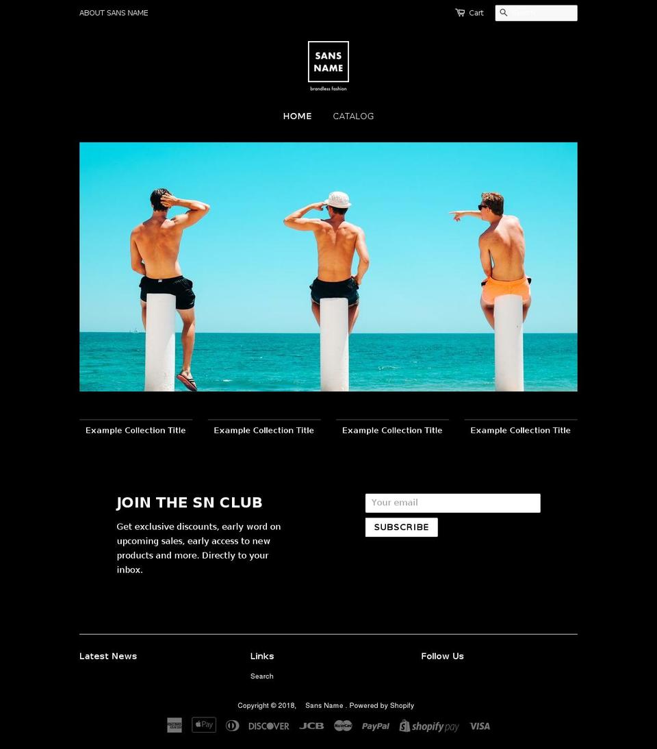 sansname.com — Shopify storefront screenshot