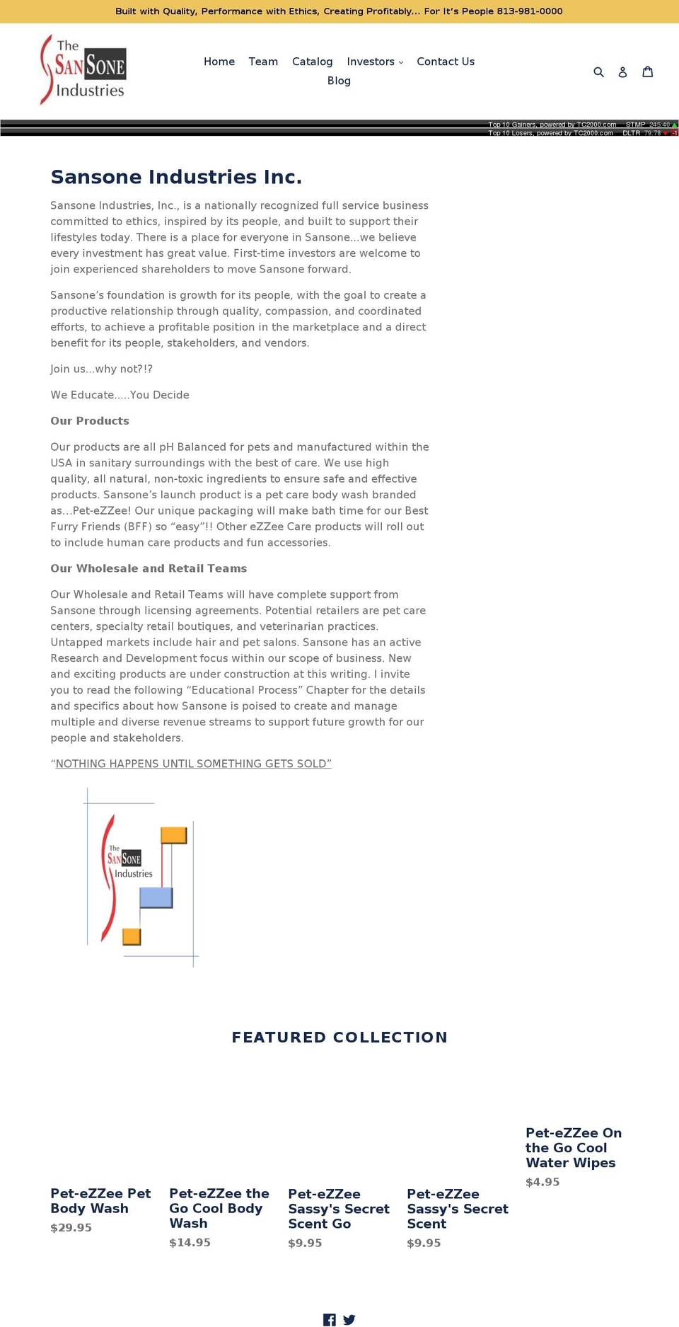 sansoneindustries.com — Shopify storefront screenshot