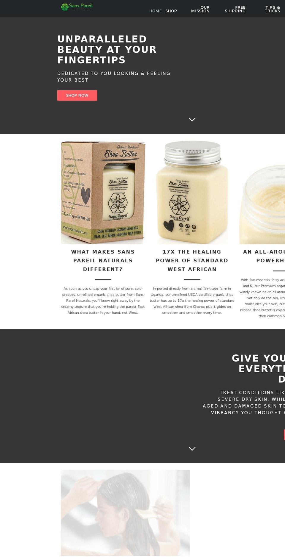 sanspareilnaturals.com — Shopify storefront screenshot