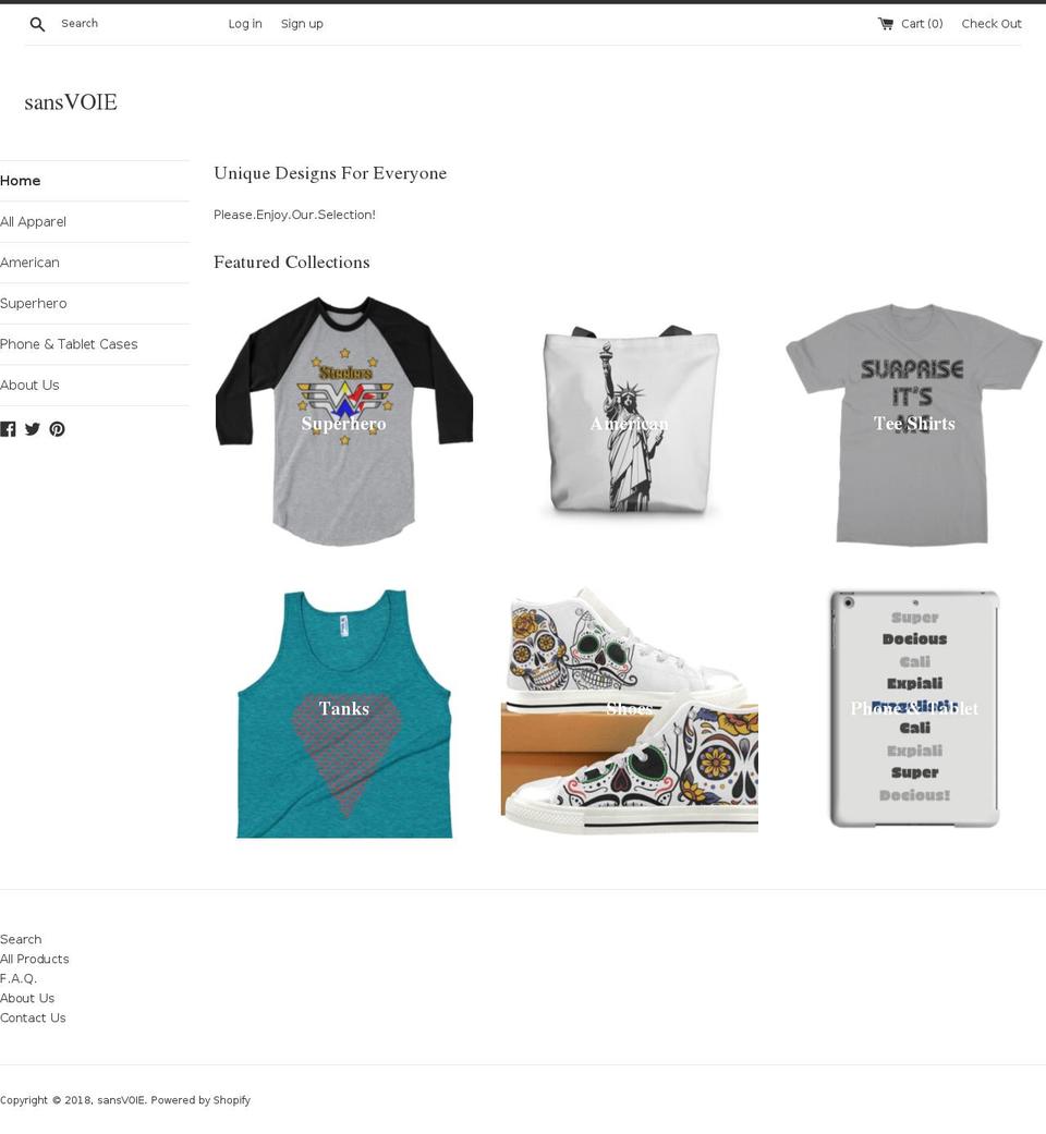 sansvoie.com — Shopify storefront screenshot