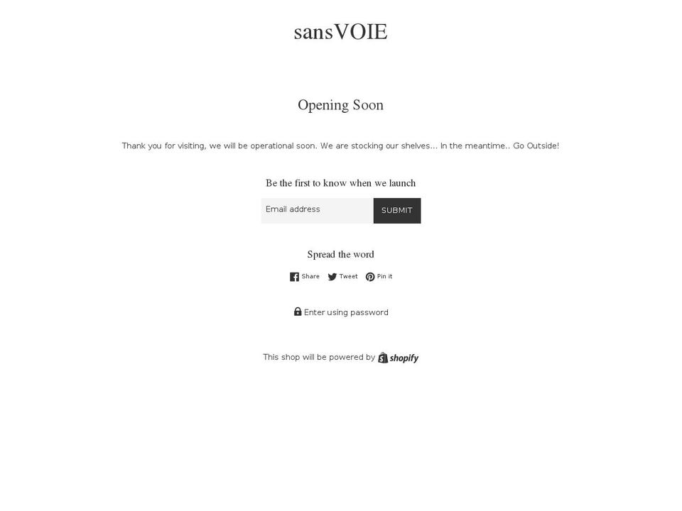 sansvoie.myshopify.com shopify website screenshot