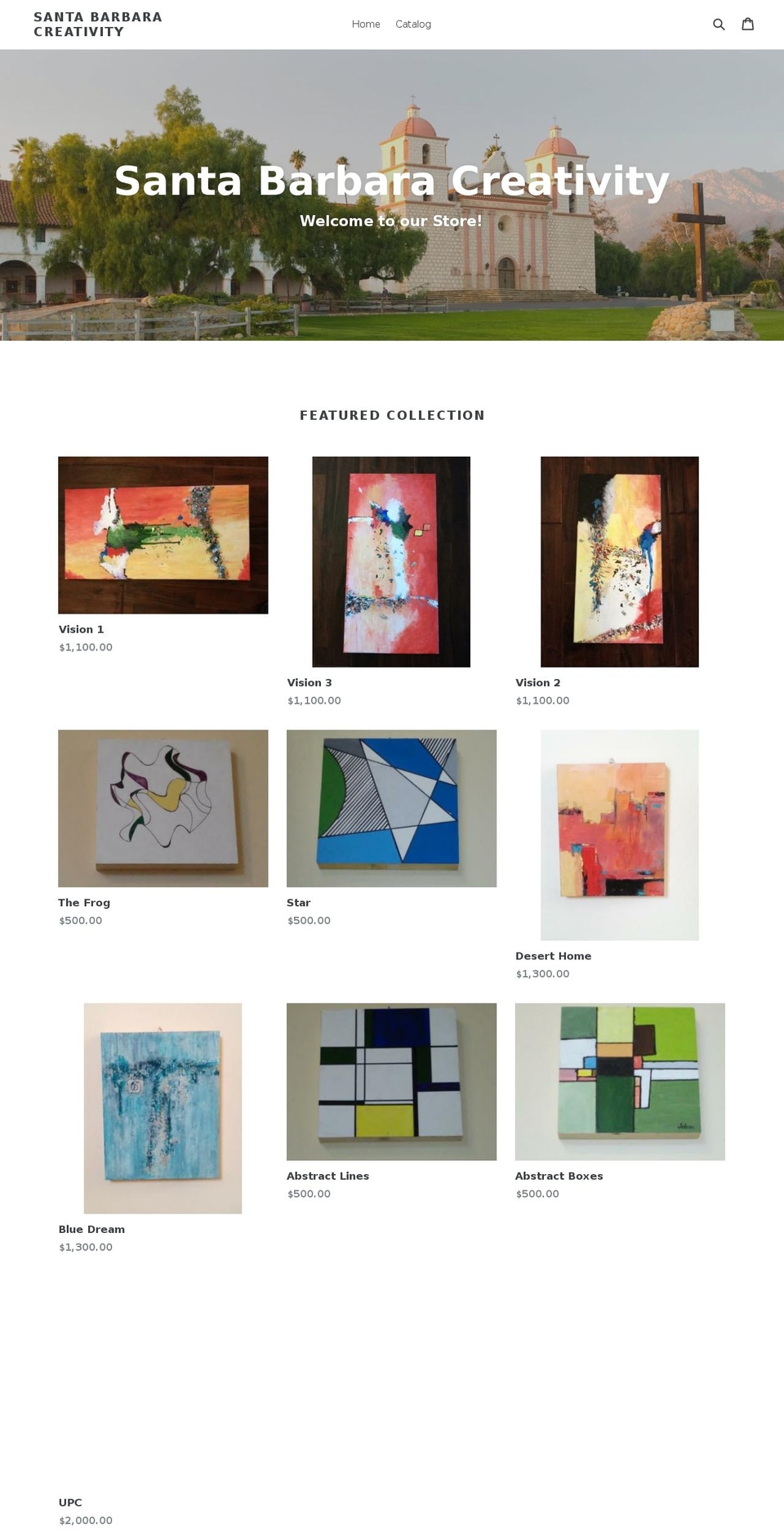 santabarbaracreativity.com — Shopify storefront screenshot