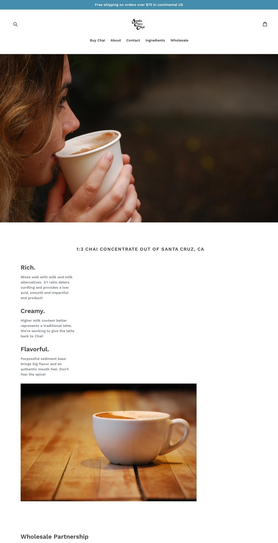 santacruzchai.com shopify website screenshot