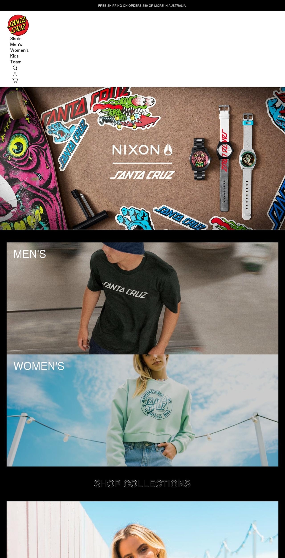 santacruzskateboards.com.au shopify website screenshot