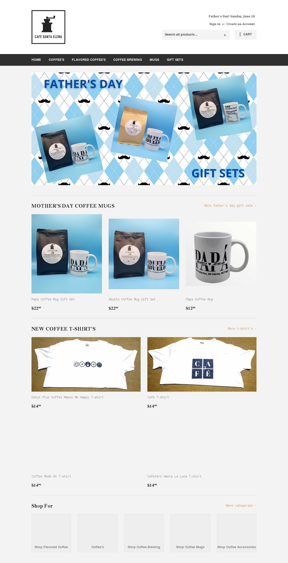 santaelenacafe.com shopify website screenshot