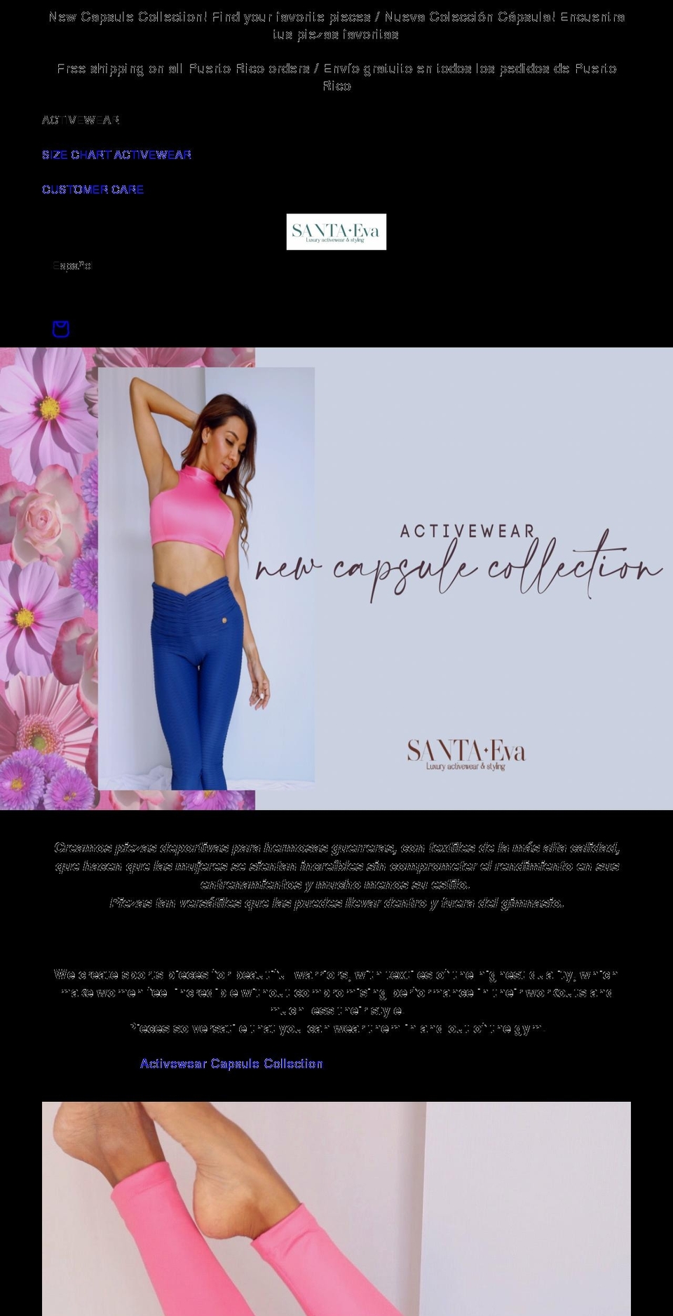 santaevafashion.com shopify website screenshot