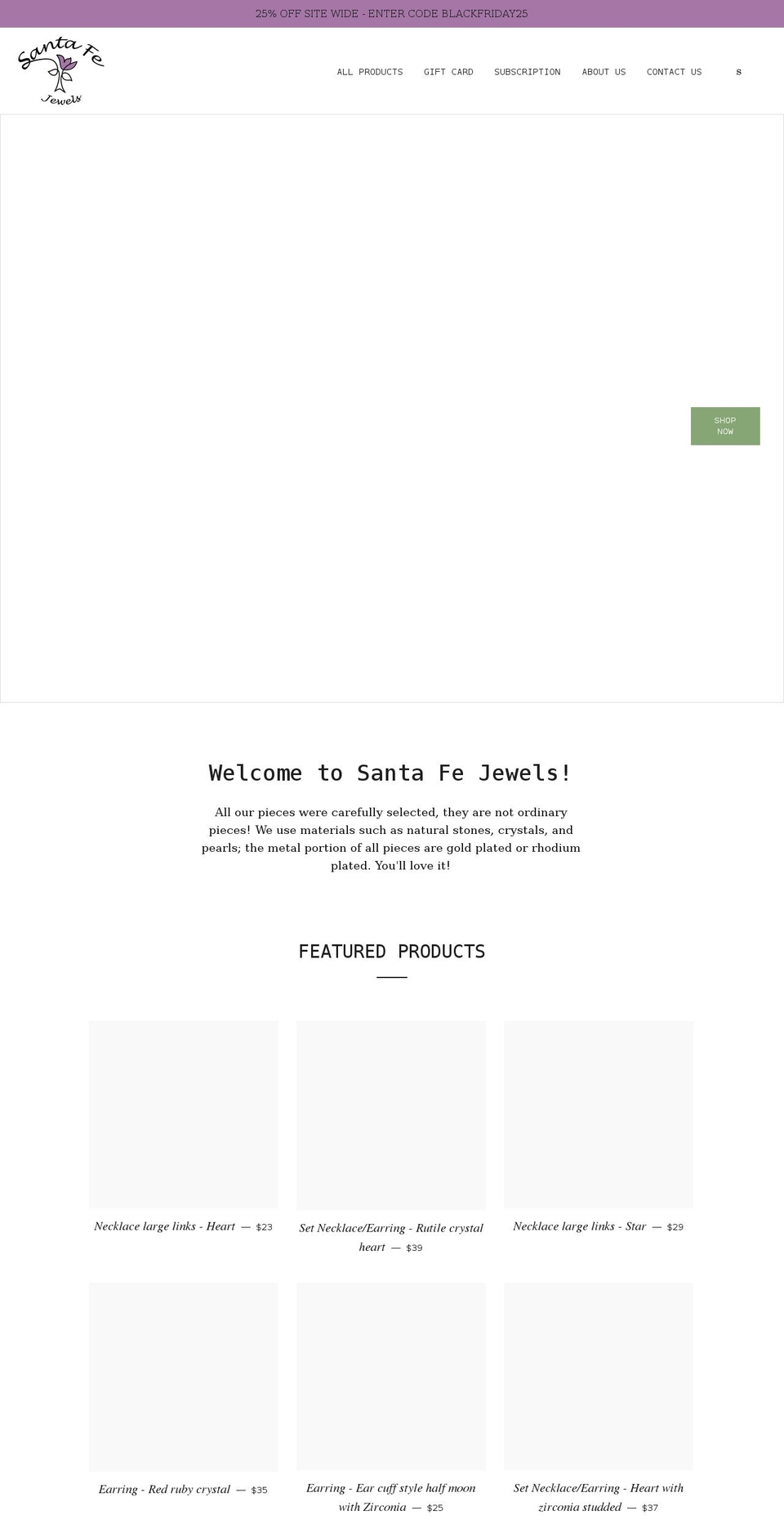 santafejewels.com shopify website screenshot