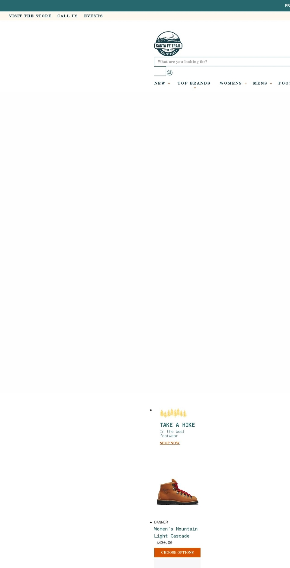 santafetrailoutfitters.com shopify website screenshot