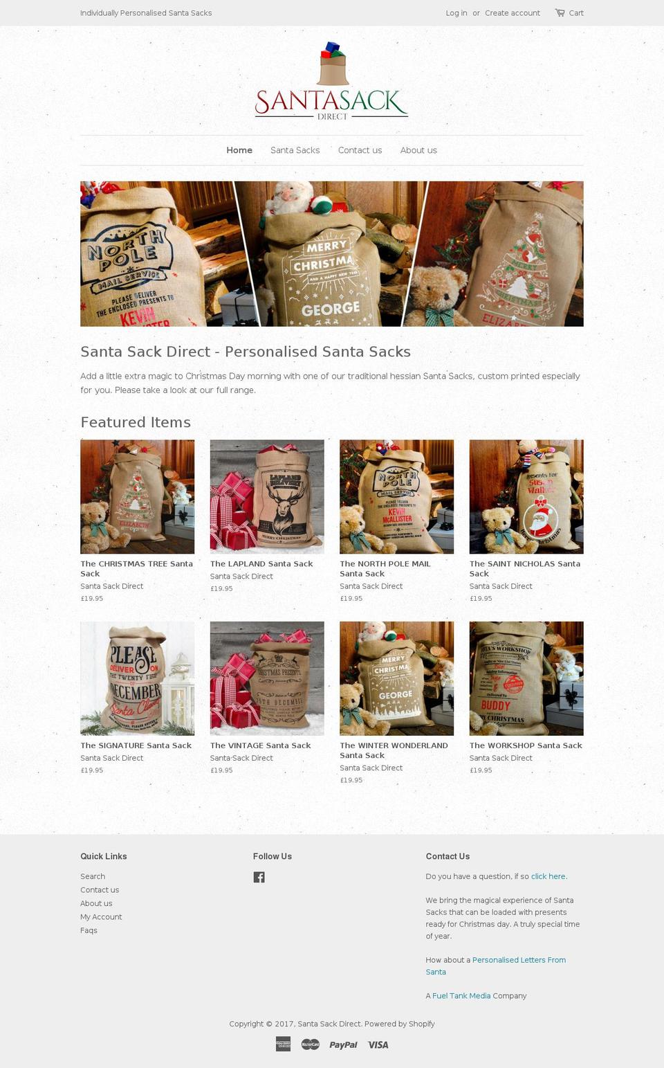 santasackdirect.com shopify website screenshot
