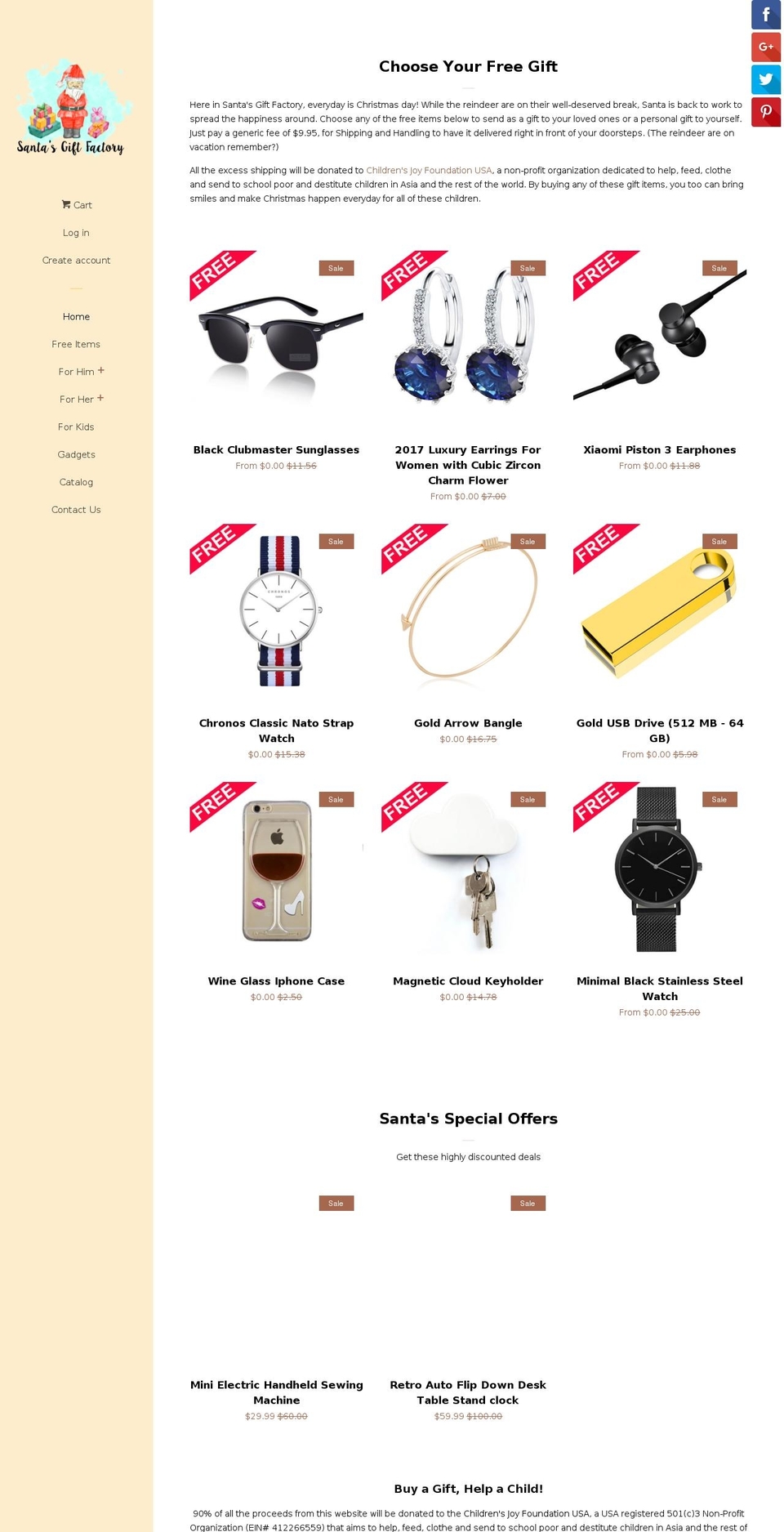 santasgiftfactory.com — Shopify storefront screenshot
