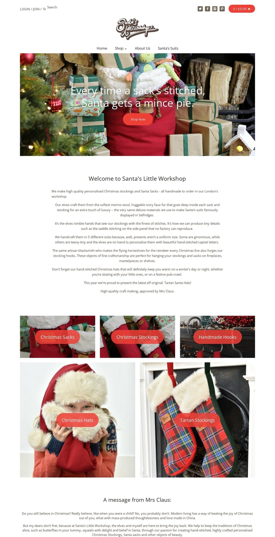 santaslittleworkshop.co.uk shopify website screenshot