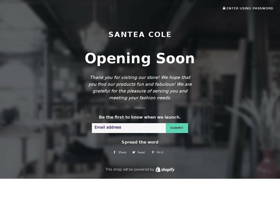 santeacole.com shopify website screenshot
