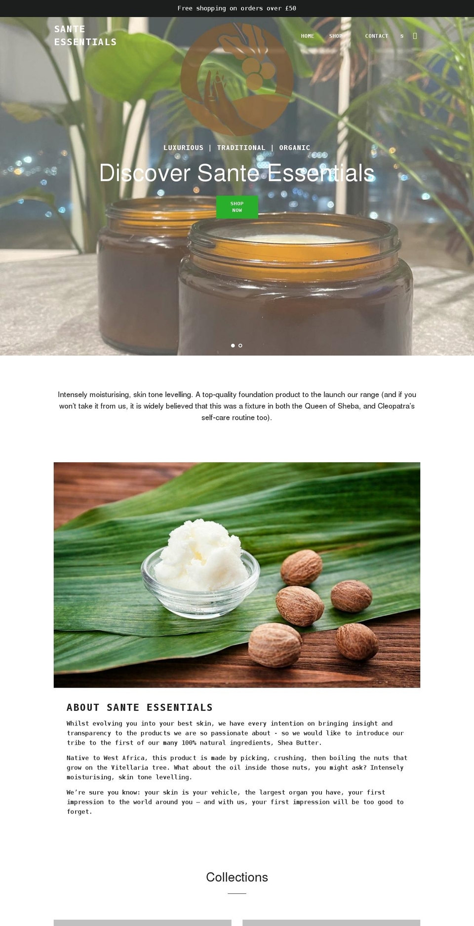 santeessentials.com shopify website screenshot