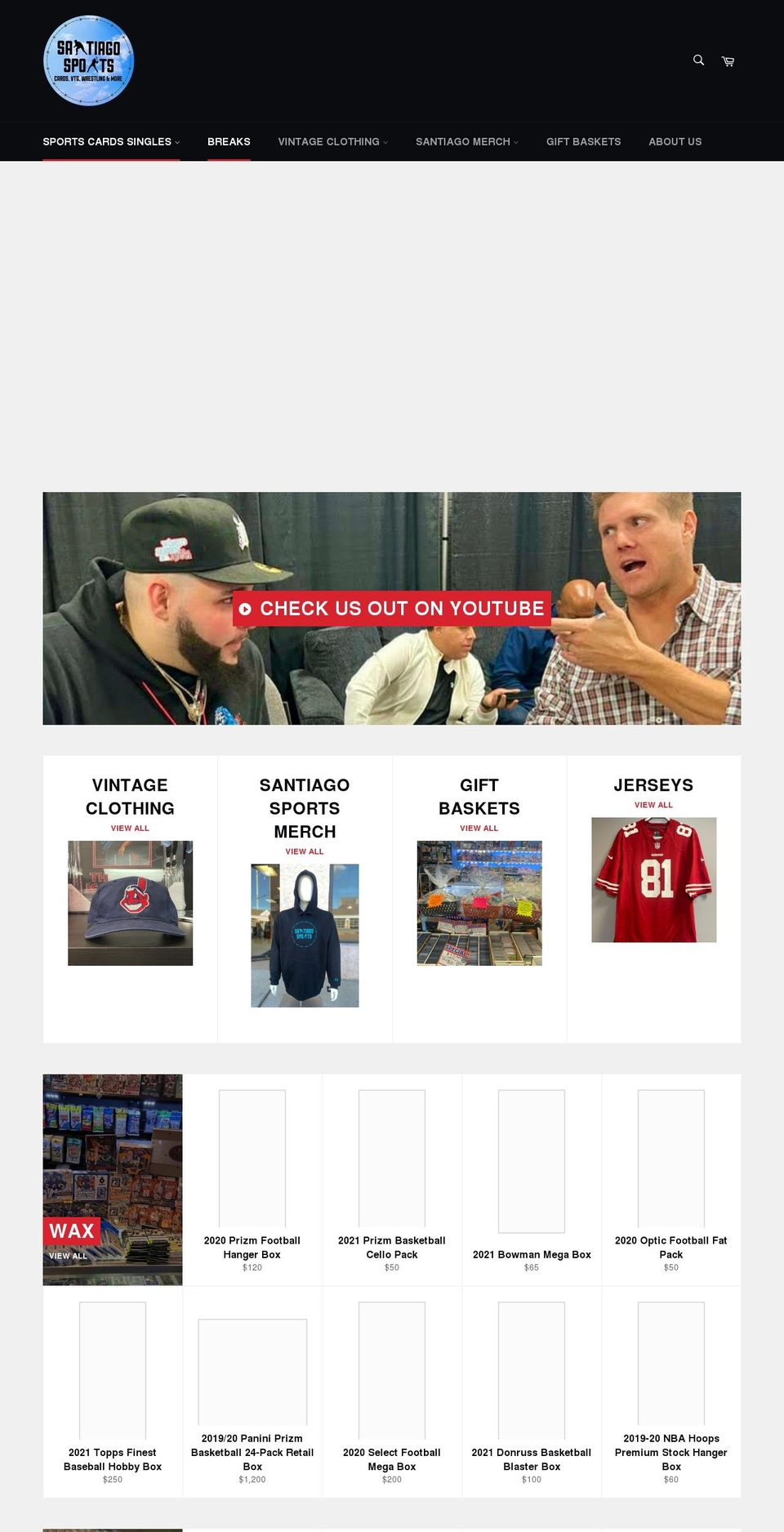 santiagosportsnj.com shopify website screenshot