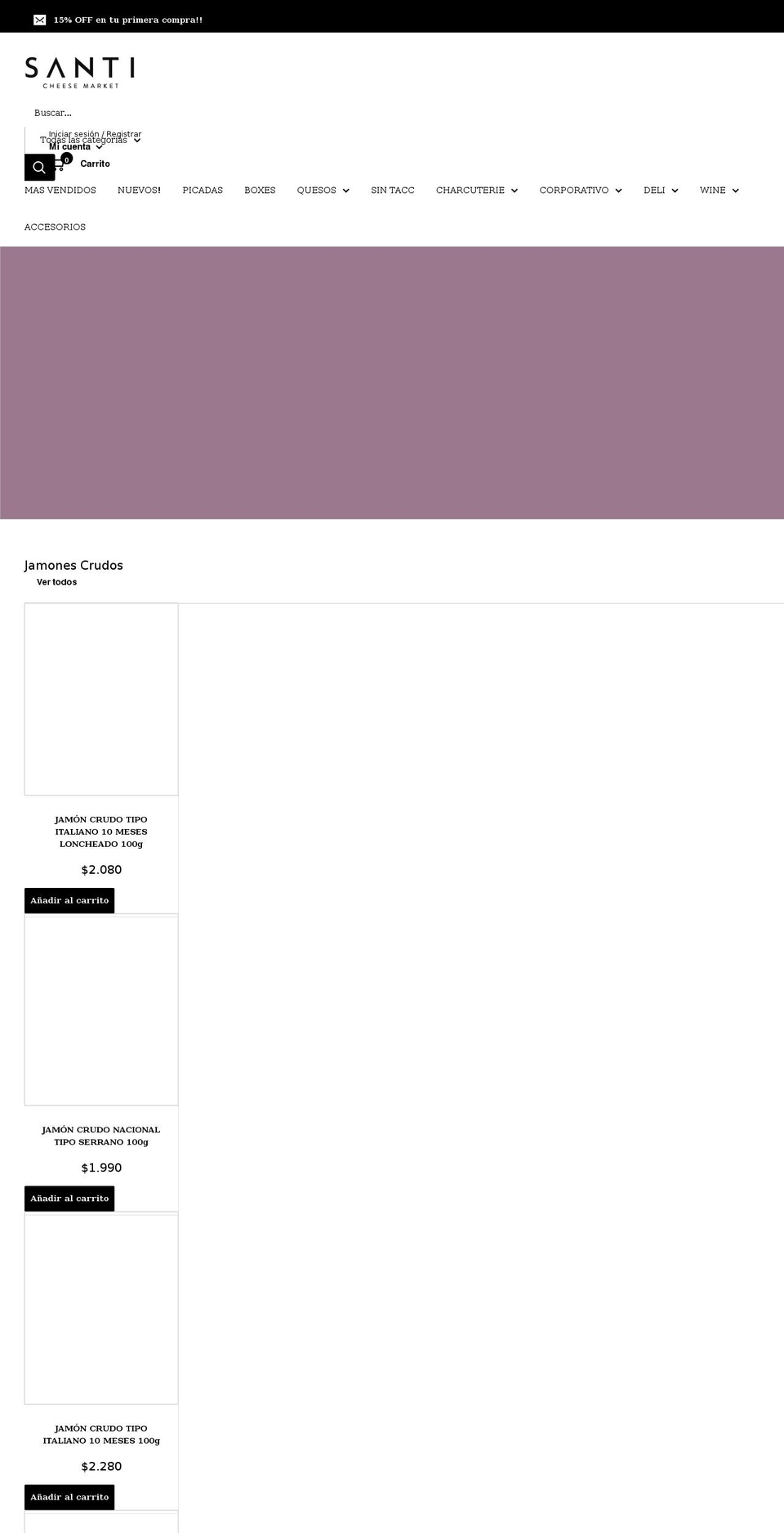 santicheese.com — Shopify storefront screenshot