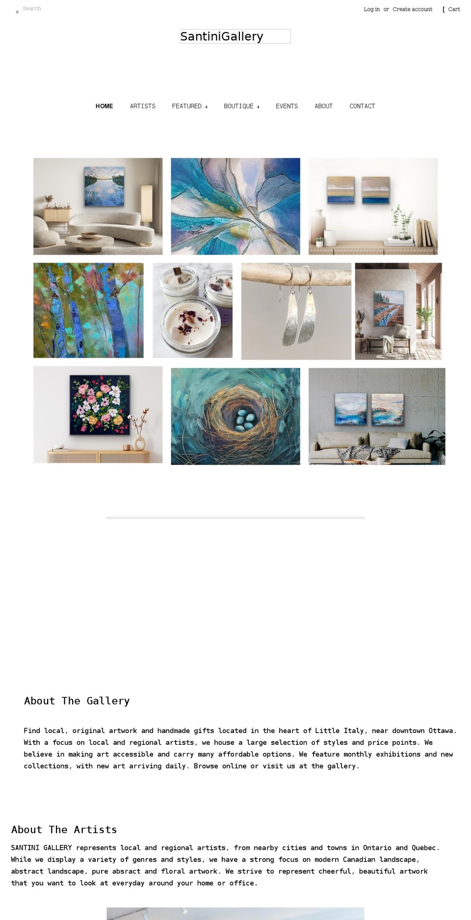 santinigallery.com shopify website screenshot