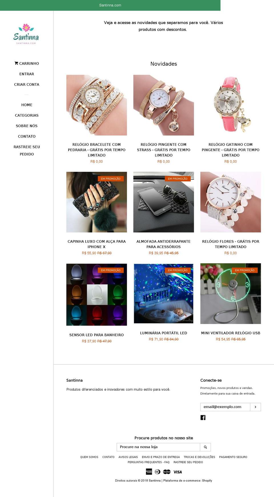 santinna.com shopify website screenshot
