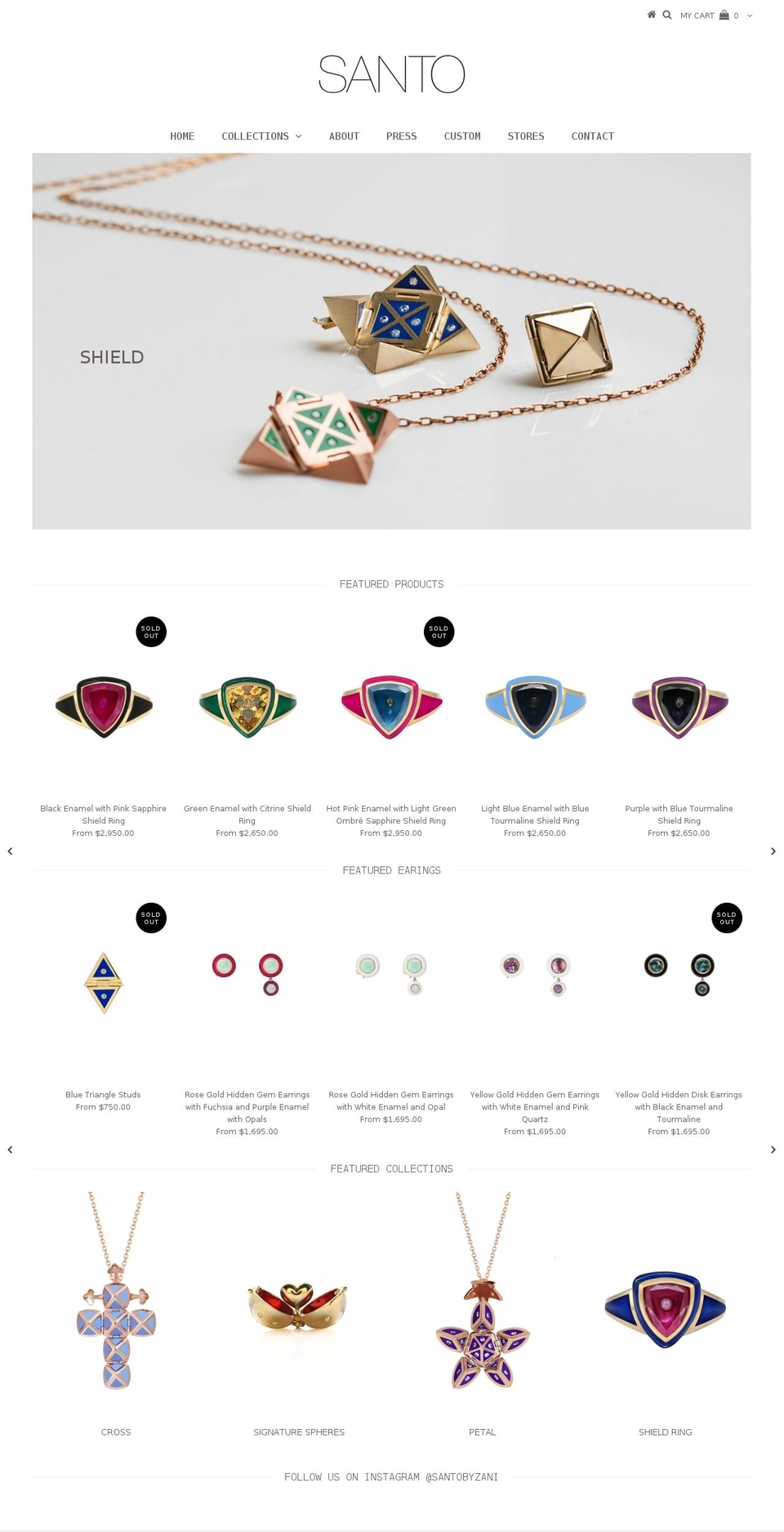 santo-by-zani.myshopify.com shopify website screenshot