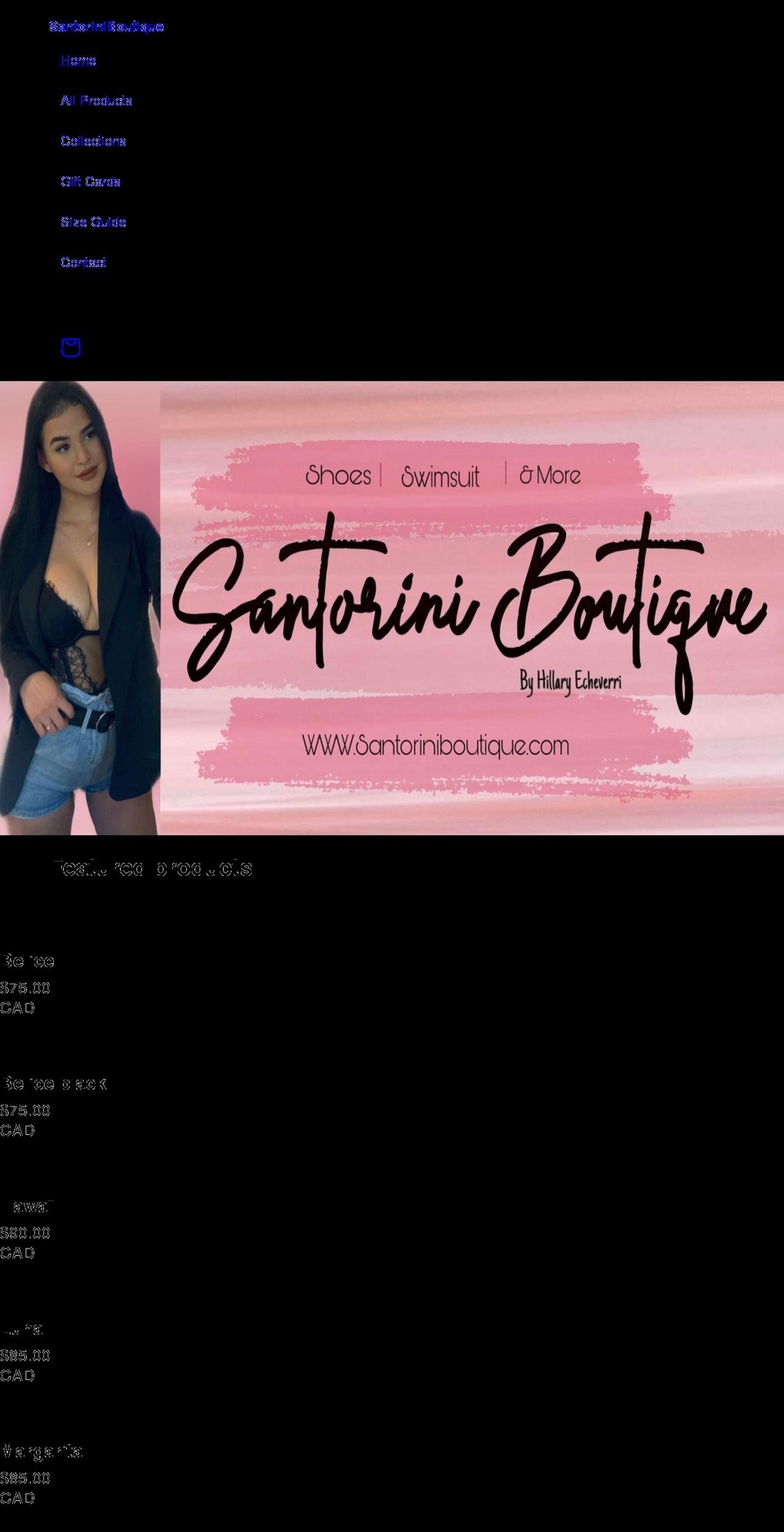 santoriniboutique.com shopify website screenshot