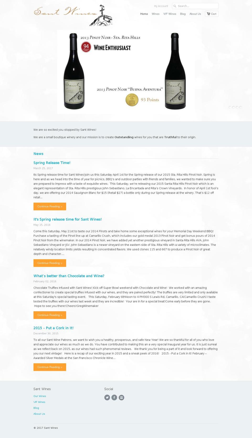 santwines.com shopify website screenshot