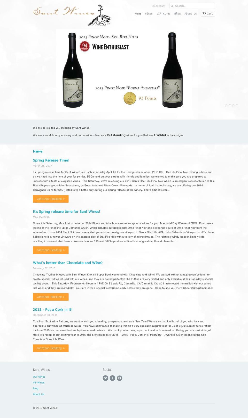 santwines.info shopify website screenshot