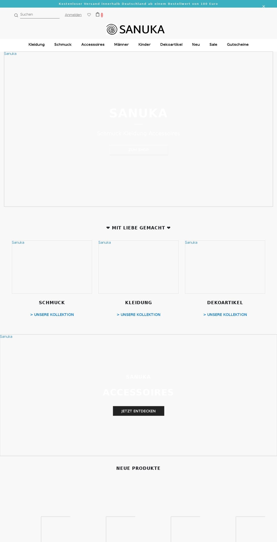 sanuka.de shopify website screenshot