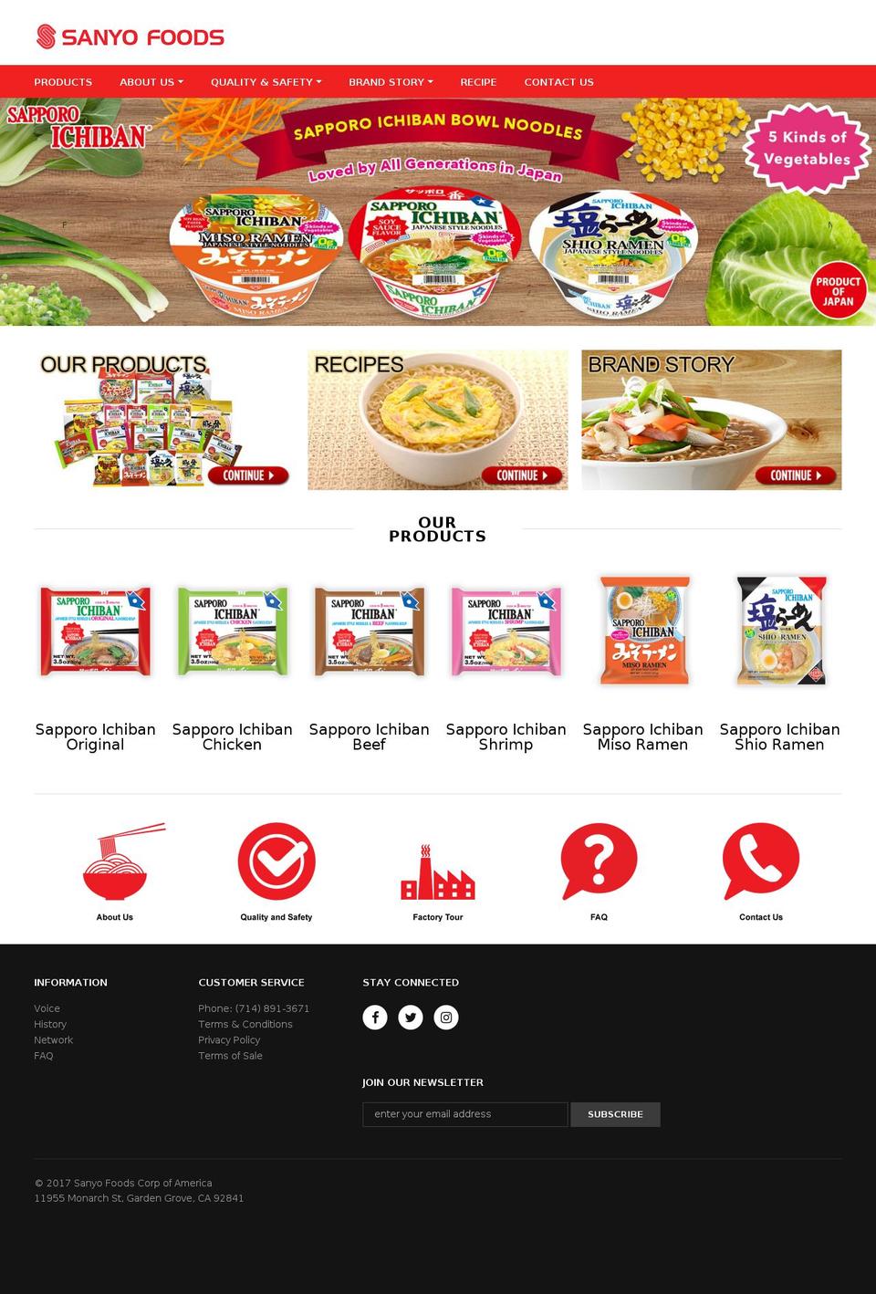 Sanyo-Theme-2017 Shopify theme site example sanyofoodsusa.com