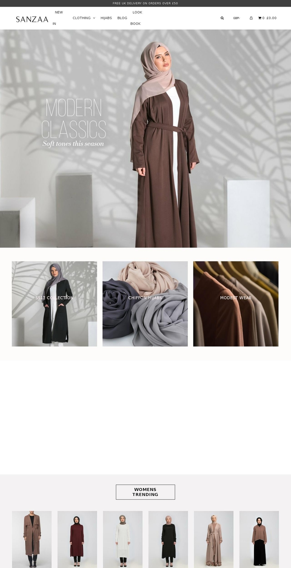 sanzaa.com shopify website screenshot