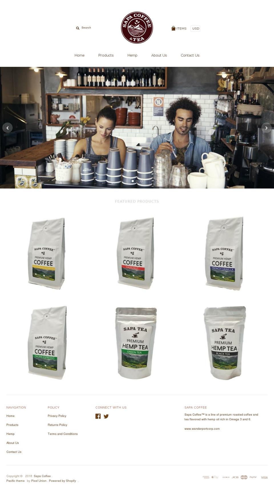 sapacoffee.com shopify website screenshot