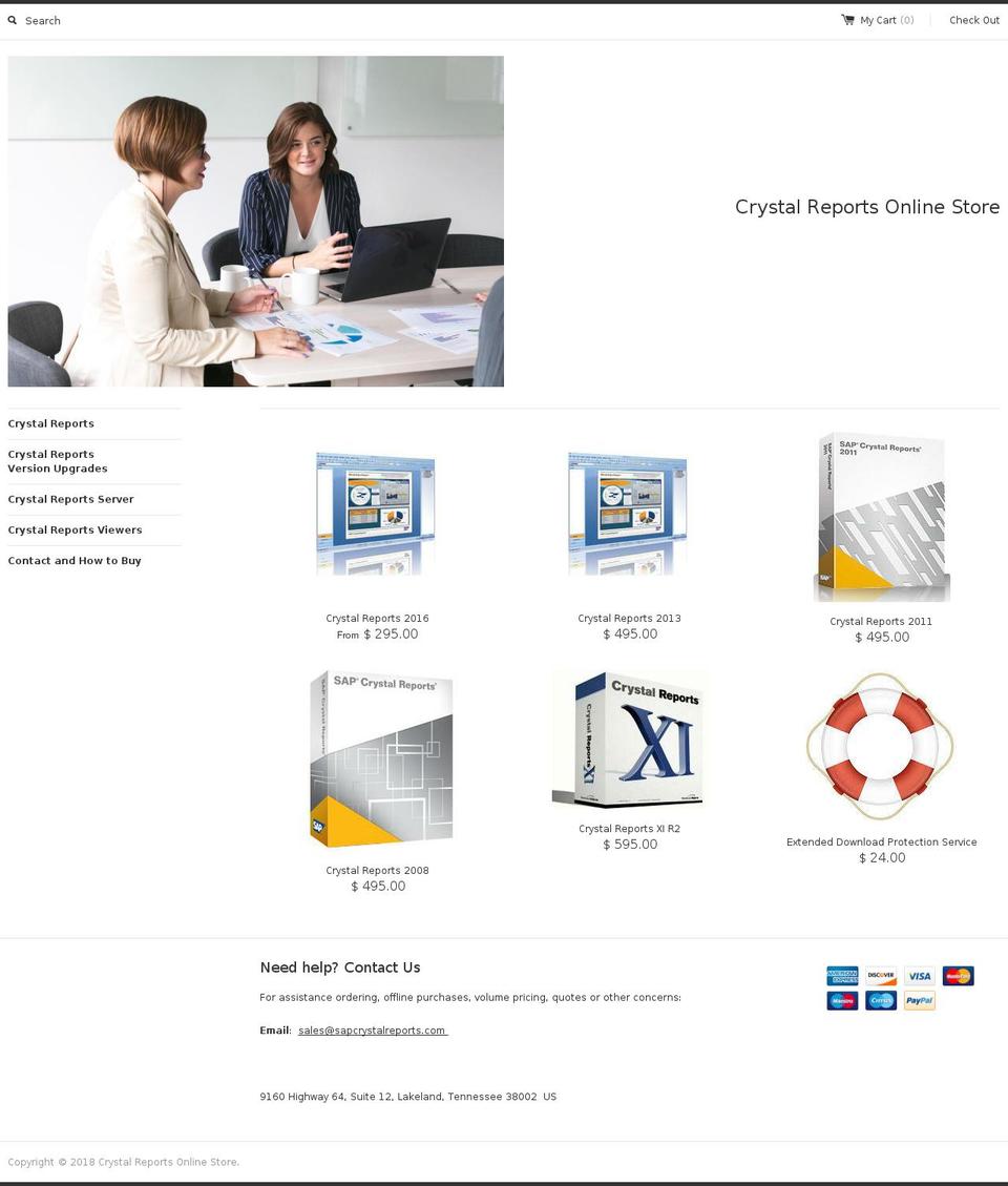 sapcrystalreport.com — Shopify storefront screenshot