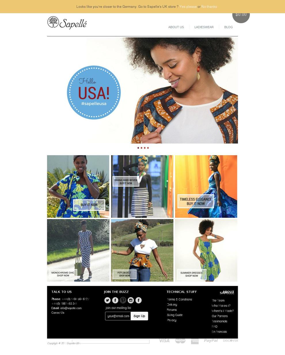 sapelleusa.com shopify website screenshot