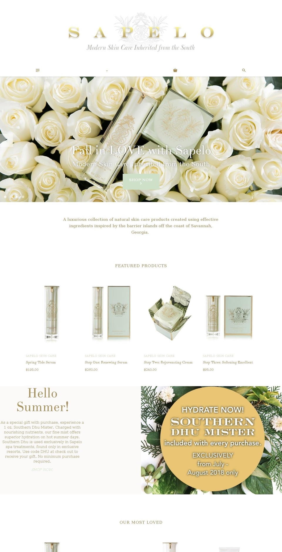 sapeloskincare.com shopify website screenshot