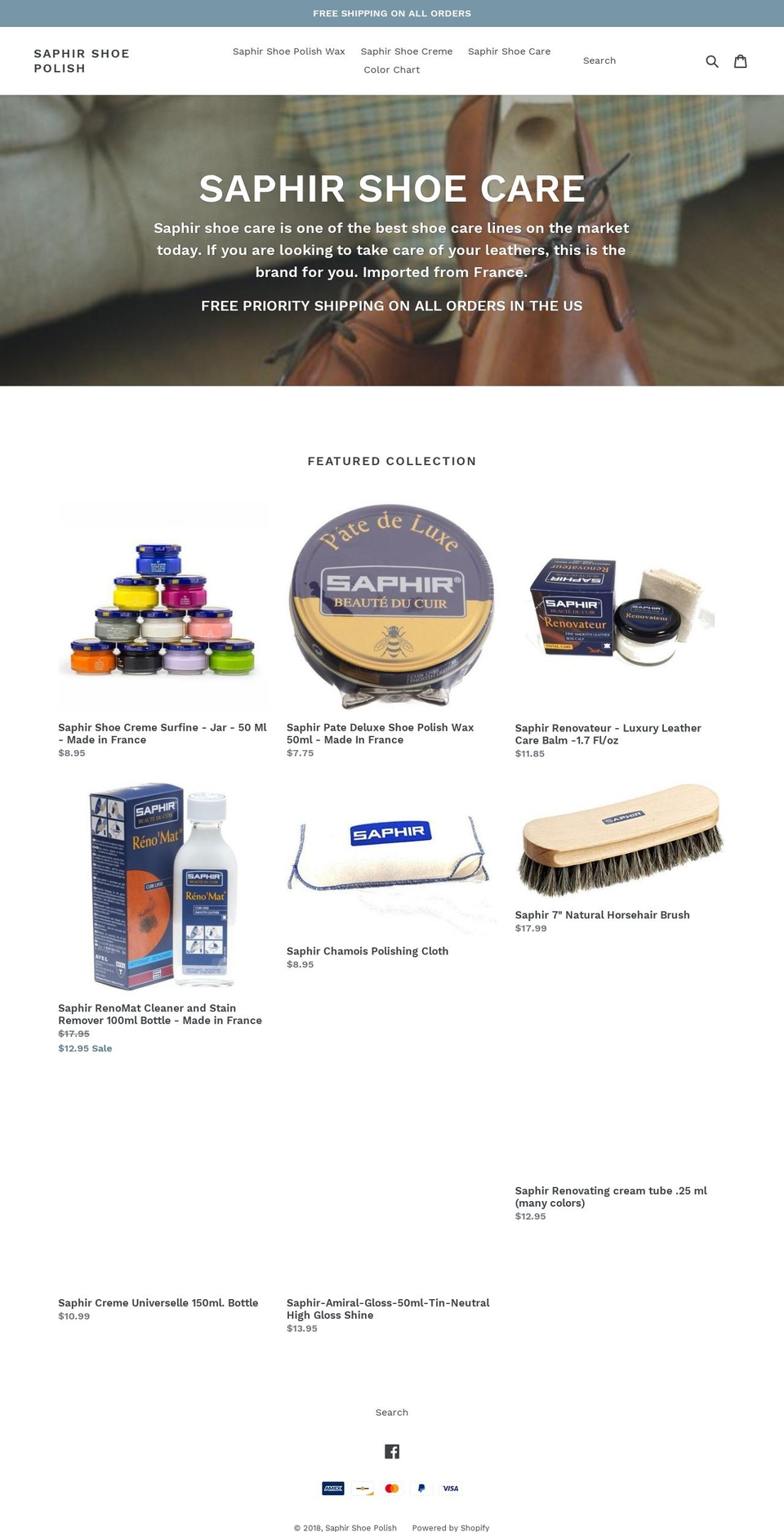 saphirshoecream.com — Shopify storefront screenshot